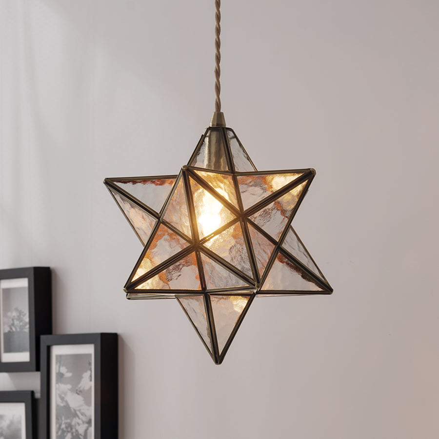 星形ペンダントライト Natural (クリ) ペンダントライト 1灯 ガラス 星型 照明 ライト おしゃれ ぼん家具