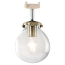 シーリングライト 1灯 ガラス  シーリングライト LED 照明器具 おしゃれ 天井照明 ガラス クラック 丸 真鍮 口金 e17 キッチン 玄関 透明 アンティーク ダクトレール noji ノジー ぼん家具