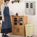 キッチン収納〔食器棚・ロータイプ〕 キッチンキャビネット ロータイプ 可動棚 ガラス扉付き 食器棚 コンパクト 収納 木目調 ぼん家具