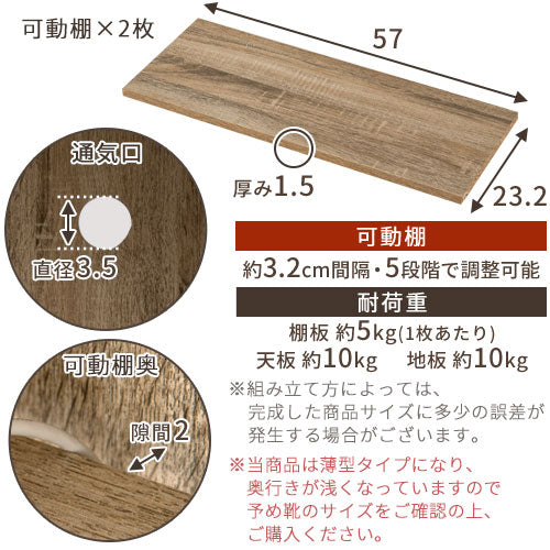 シューズボックス 2扉 薄型タイプ 幅60×奥行30cm 玄関収納 シューズ