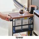 ハンドル付きスリムワゴン TOWER 山崎実業 キッチンラック スリム キッチンワゴン キャスター付き スリムワゴン キッチン収納 おしゃれ ハンドル付き 隙間ラック キッチン タワー 山崎実業