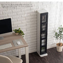 DVDラック cd/dvdラック ガラス扉付き 5段 可動棚 漫画 文庫本 本棚 収納 スリム 薄型 ディスプレイ ぼん家具