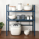 伸縮キッチンラック〔2段〕 キッチンラック キッチン 収納 レンジラック 冷蔵庫ラック スリム おしゃれ 2段 上置き 伸縮 コンパクト 可動棚 スチール 炊飯器 トースター 調味料 ぼん家具