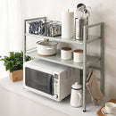 伸縮キッチンラック〔2段〕 キッチンラック キッチン 収納 レンジラック 冷蔵庫ラック スリム おしゃれ 2段 上置き 伸縮 コンパクト 可動棚 スチール 炊飯器 トースター 調味料 ぼん家具