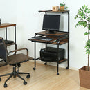 シンプルPCデスク オフィスデスク おしゃれ プリンター収納 スライドテーブル コンパクト キャスター付 パソコンデスク 60cm シンプル ハイタイプ 省スペース 北欧 スリム ぼん家具