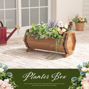 木製樽プランター プランター 花壇 ガーデニング 鉢 寄せ植え かご おしゃれ 木製 屋外 室内 スリム 軽量 長方形 横長 樽 ボックス 50cm 園芸 菜園 ベランダ 玄関 ぼん家具