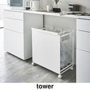 目隠し分別ダストワゴン〔3分別〕 TOWER 山崎実業 タワー 分別ダストワゴン キャスター付き 3分別 レジ袋対応 ゴミ箱 ペットボトル 分別 隠せる ゴミ袋ホルダー スタンド おしゃれ 山崎実業