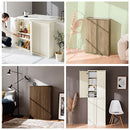 扉付き本棚〔薄型タイプ〕 本棚 薄型 扉付き 4段 可動棚  収納棚 コミック 漫画 キャビネット 大容量 木目調 ぼん家具