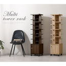 マルチタワーラック〔鍵付タイプ〕 本棚 回転 タワー ラック 扉付き 可動棚 鍵付き キャスター コミック ㏅ 大容量 縦収納 ぼん家具