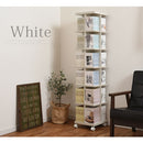 マルチタワーラック〔オープンタイプ〕 本棚 回転 タワー ラック 9段 可動棚 キャスター コミック 漫画 ㏅ 大容量 ディスプレイ ぼん家具