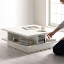 センターテーブル〔75×75cm〕 収納付き センターテーブル 収納 幅75 木製 ローテーブル 正方形 リビングテーブル 棚付き テーブル 棚 高級感 座卓 大きめ 食事 机 新生活 北欧 おしゃれ ぼん家具