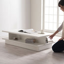 センターテーブル〔115×55cm〕 センターテーブル ローテーブル リビングテーブル 収納付き おしゃれ 木製 座卓 ちゃぶ台 棚付き 北欧 大きめ 長方形 リビング 高級感 白 茶 約 幅115 ぼん家具