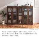 ガラス扉キャビネット〔2扉タイプ〕 ガラスキャビネット 2扉付き 6段 可動棚 本棚 漫画 コミック 薄型 大容量 収納 木目調 リビング ぼん家具