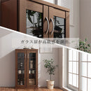 ガラス扉キャビネット〔2扉タイプ〕 ガラスキャビネット 2扉付き 6段 可動棚 本棚 漫画 コミック 薄型 大容量 収納 木目調 リビング ぼん家具