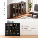 ガラス扉キャビネット〔4扉タイプ〕 本棚 収納棚 コミックラック 扉付き cdラック dvdラック 大容量 薄型 おしゃれ 木製 スリム キャビネット ガラス扉 スライド 漫画 収納 ぼん家具