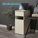 ゴミ箱付きサイドテーブル サイドテーブル ナイトテーブル 収納 ベッドサイドテーブル 棚 引き出し付き ゴミ箱 14L コンセント付き おしゃれ サイドチェスト 棚 スリム 木製 ぼん家具
