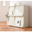 フラップチェスト フラップチェスト 4扉付き ディスプレイラック 本棚 収納 A4 キャビネット 木目調 ぼん家具