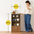 ロータイプ食器棚 キッチンキャビネット ロータイプ 3段 可動棚 ガラス扉付き 食器棚 コンパクト 収納 木製 ぼん家具
