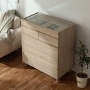 ガラスコレクションケース付チェスト チェスト 5段 脚付き ガラス天板 タンス 衣類収納 アクセサリー ディスプレイ 木目調  ぼん家具