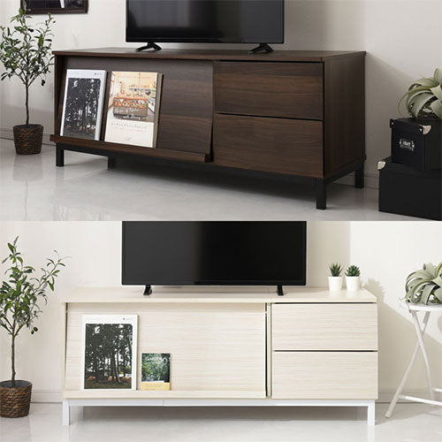 [ 幅120cm ] フラップ扉付きテレビ台