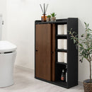 トイレラック トイレ収納 スリム トイレラック 壁付け トイレットペーパー収納 おしゃれ 薄型 収納棚 木製 引き戸 ブラシ用棚 掃除用具 可動棚 ぼん家具