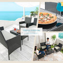 ラタン調ガーデンテーブル＆チェア4点セット ガーデンテーブルセット おしゃれ 4点 ガーデンチェア 2脚 ベンチ 屋外 ラタン調 ラタンチェア テラス ベランダ 天板 ガラス 軽量 黒 茶 ぼん家具