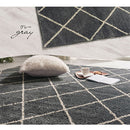 ベニワレン風シャギーラグ〔140×190cm〕 ラグ ラグマット カーペット ベニワレン モロッカン柄 約 140×190cm 洗える 床暖房対応 滑り止め付 ダイヤ柄 シャギー かわいい インテリア アイボリー/グレー ぼん家具