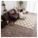 ベニワレン風シャギーラグ〔140×190cm〕 ラグ ラグマット カーペット ベニワレン モロッカン柄 約 140×190cm 洗える 床暖房対応 滑り止め付 ダイヤ柄 シャギー かわいい インテリア アイボリー/グレー ぼん家具