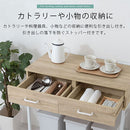 引き出し付きゴミ箱上ラック ゴミ箱上ラック 引き出し コンセント付き レンジ台 キッチン 収納 ロータイプ 木目調 ぼん家具