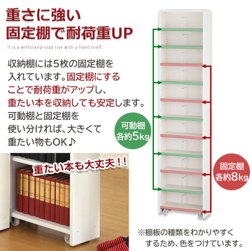 スリムワゴン 引き出し棚 CD収納タイプ 本棚 ラック すき間収納ラック