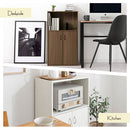 扉付き収納ラック キッチンボード 3段 可動棚 扉付き コンパクト 食器棚 収納 キッチン 木目調 ぼん家具