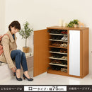 ミラー付きシューズラック ロータイプ 幅75cm シューズボックス シューズラック 下駄箱 ミラー付き 薄型 靴箱 幅75 コンパクト 大容量 玄関収納 ラック 棚 日本製 収納ボックス 玄関 ロータイプ 省スペース ぼん家具