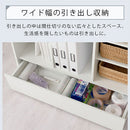 引き出し付きオープンラック 本棚 引き出し付き ブックシェルフ おしゃれ 大容量 ディスプレイラック 幅90 オープンラック 木製 可動棚 ロータイプ キッチン収納 リビング カウンター下 ぼん家具