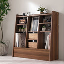 引き出し付きオープンラック 本棚 引き出し付き ブックシェルフ おしゃれ 大容量 ディスプレイラック 幅90 オープンラック 木製 可動棚 ロータイプ キッチン収納 リビング カウンター下 ぼん家具