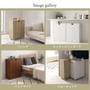 キャスター付き収納ラック 本棚 扉付き キャスター付き 3段 可動棚 ラック 収納棚 コミック A4 木目調 ぼん家具