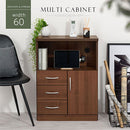 コンセント付FAX台 キャビネット 電話台 扉付き 引き出し コンセント ルーター 収納棚 リビング 木目調 ぼん家具