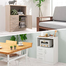 コンセント付FAX台 キャビネット 電話台 扉付き 引き出し コンセント ルーター 収納棚 リビング 木目調 ぼん家具