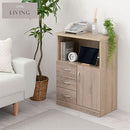 コンセント付FAX台 キャビネット 電話台 扉付き 引き出し コンセント ルーター 収納棚 リビング 木目調 ぼん家具