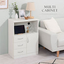 コンセント付FAX台 キャビネット 電話台 扉付き 引き出し コンセント ルーター 収納棚 リビング 木目調 ぼん家具