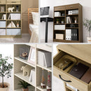 引き出し付き木製ラック 本棚 引き出し付き ラック 4段 可動棚  収納棚 木目調 コミック 大容量 コンパクト ぼん家具