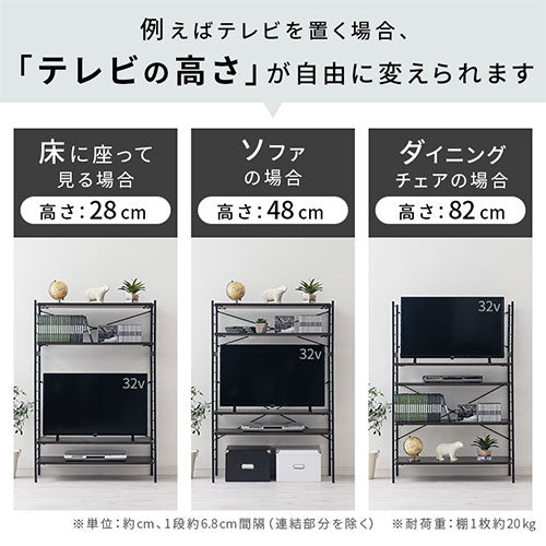 ユニットラック〔4段ラック〕 ぼん家具のおしゃれな 本棚