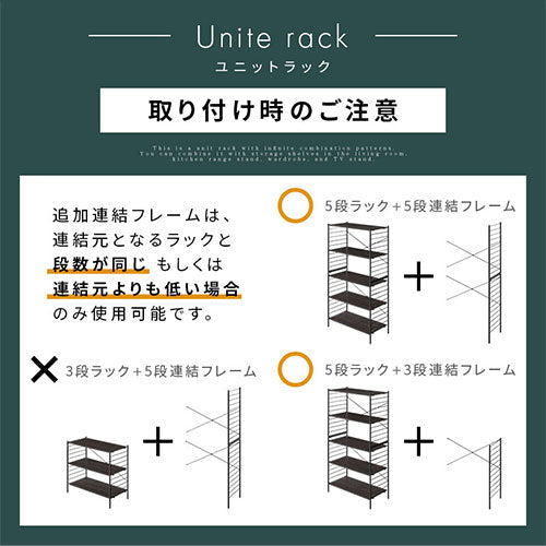 ぼん家具 ユニットラック追加連結フレーム 5段ラック用 おしゃれ 収納 