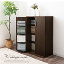 マルチ収納ラック 本棚  扉付き 4段 可動棚  収納棚 コミック 漫画 cd キャビネット 大容量 木目調 北欧 ぼん家具