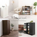 マルチ収納ラック 本棚  扉付き 4段 可動棚  収納棚 コミック 漫画 cd キャビネット 大容量 木目調 北欧 ぼん家具