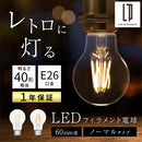LEDフィラメント電球 LED電球 E26 40W 相当 電球色 昼白色 レトロ エジソン球 広配光 LEDフィラメント電球 ガラス 透明 クリア電球 フィラメント レトロ電球 クリア 60mm径 ぼん家具