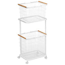 ランドリーワゴン＋バスケット ランドリーバスケット 洗濯物入れ 洗濯カゴ 角型 スリム ランドリーラック 2段 大容量 スチール キャスター付き ワゴン tosca トスカ 山崎実業 山崎実業