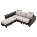 ヘッドレスト付きカウチソファ〔3人掛け〕 ソファー カウチソファ 3人掛け 4人掛け シェーズロング コーナーソファ l字 おしゃれ 北欧 大型 ダイニングソファ オットマン 合皮 ぼん家具