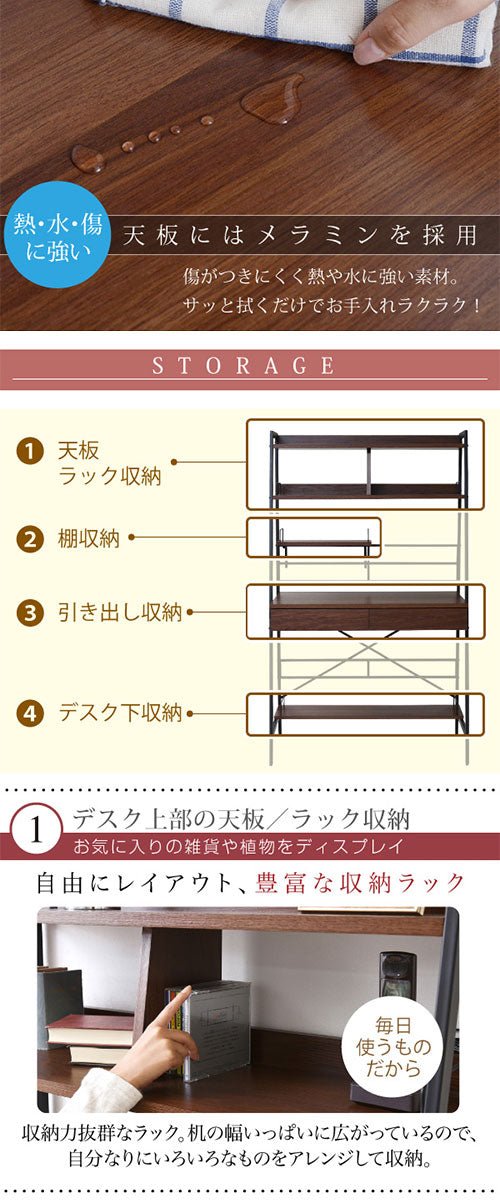 2WAYパソコンデスク〔上棚付・幅90〕